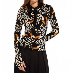 NEW FARM RIO tucanissimo long sleeve polo knit top in black